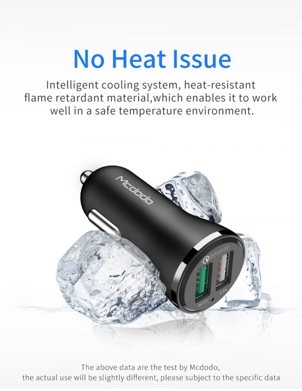 MCDODO Cool Series QC3.0 30W Dual USB Ports car charger | CC-4910 - Image 2